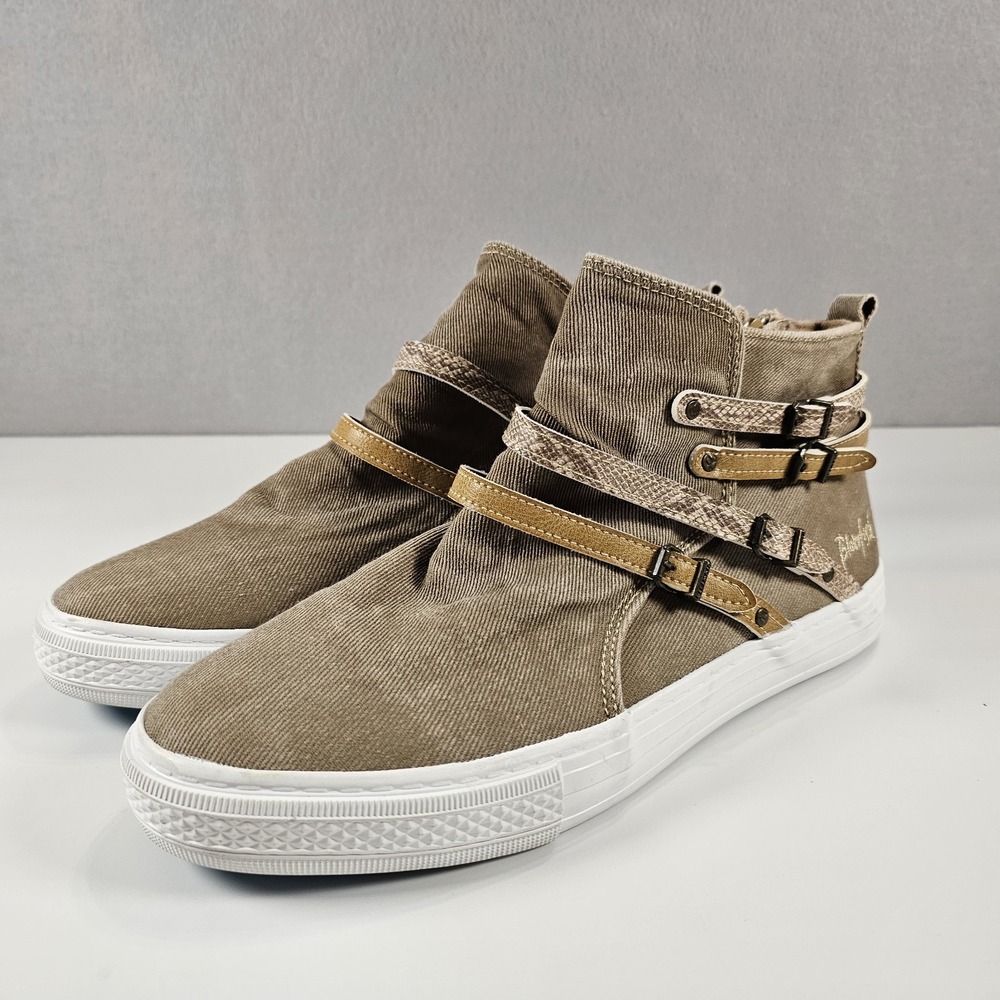Blowfish Malibu Kyra Womens 10 M High Top Sneakers Cream Snake Buckle Strap NWT